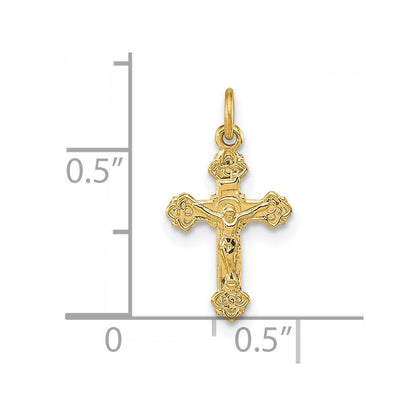14k Yellow Gold INRI Hollow Crucifix Pendant