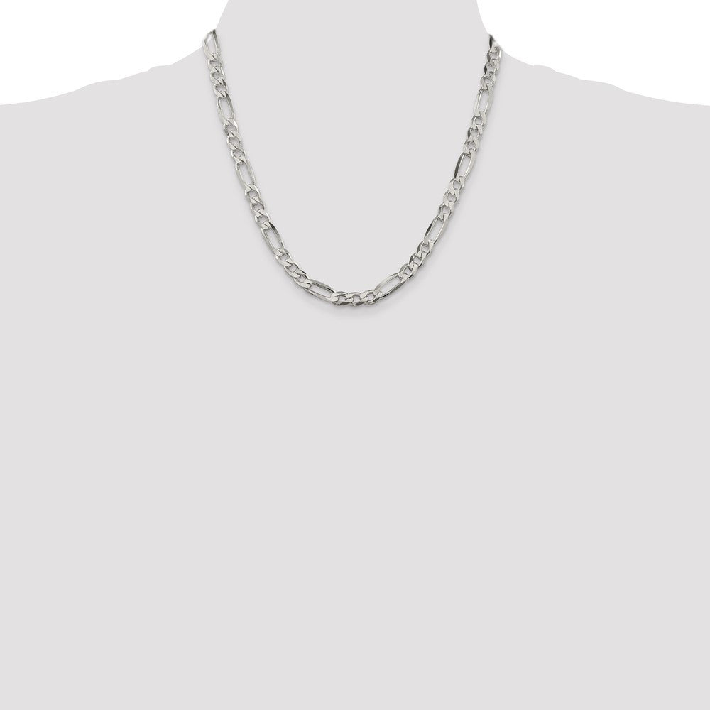 Sterling Silver 6.75mm Figaro Chain Necklace 20"