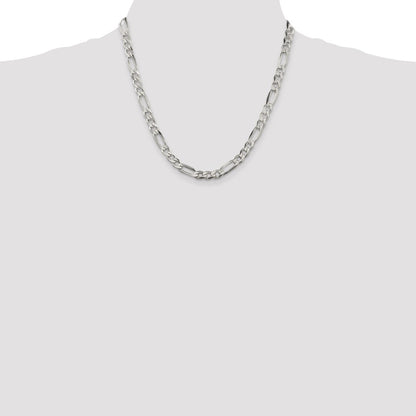 Sterling Silver 6.75mm Figaro Chain Necklace 20"
