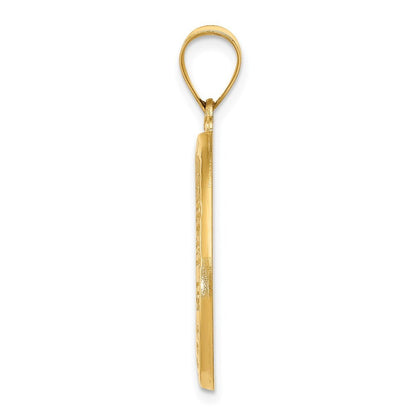 14k Yellow Gold Polished and Satin St. Christopher Medal Hollow Pendant