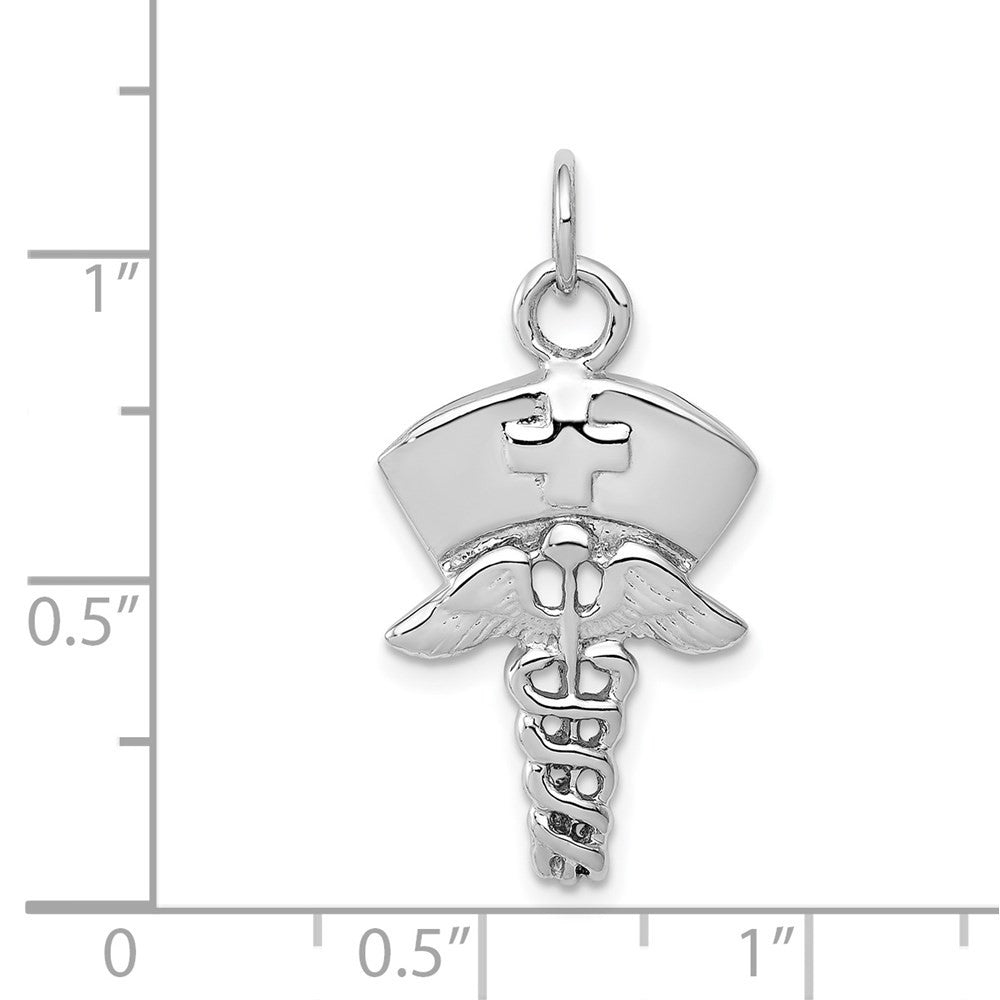 14k White Gold Nurse Symbol Charm Pendant