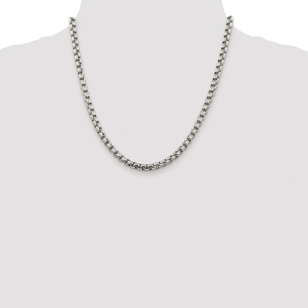 Sterling Silver Rhodium-plated 5.2mm Round Box Chain Necklace 20"