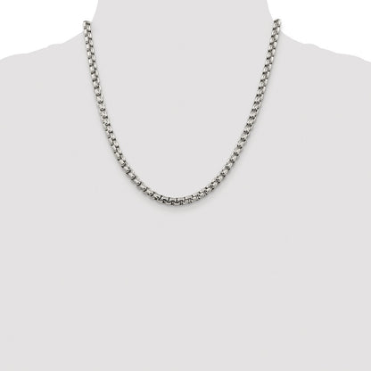 Sterling Silver Rhodium-plated 5.2mm Round Box Chain Necklace 20"