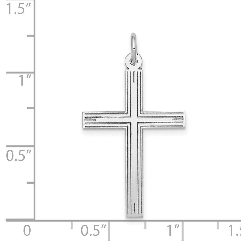 14k White Gold Laser Designed Cross Pendant