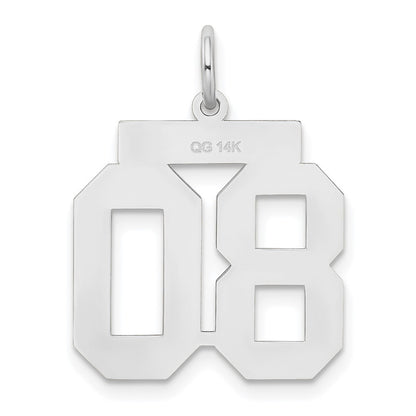 14k White Gold Medium Satin Number 80 Charm Pendant