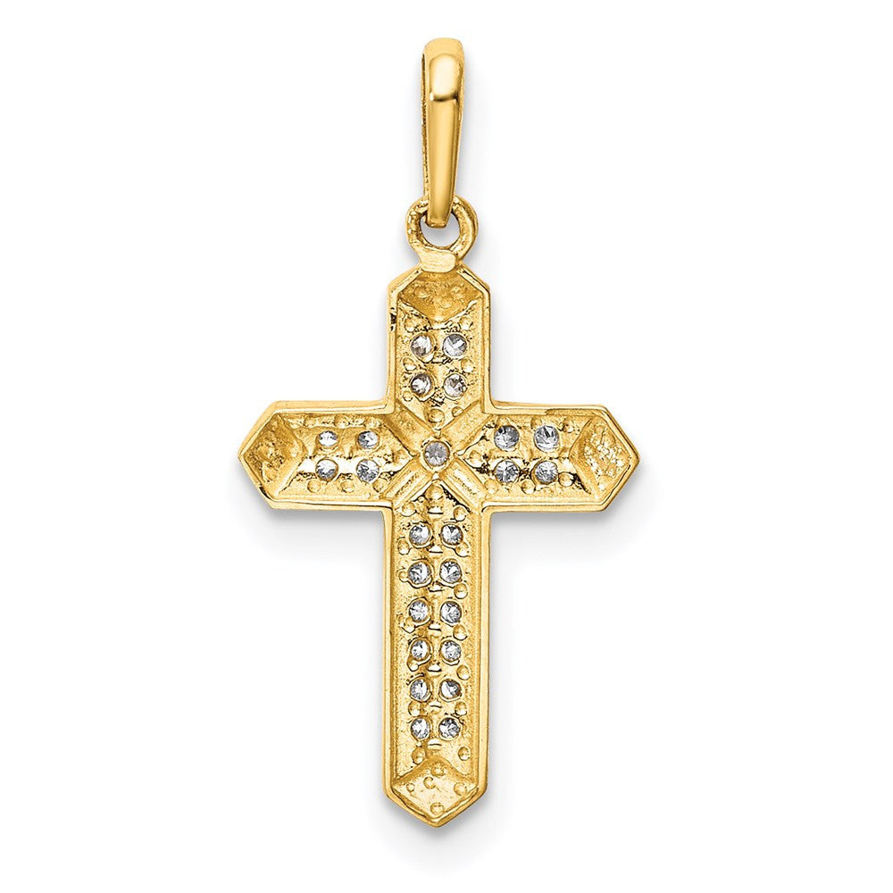 14k Yellow Gold Cross CZ Pendant