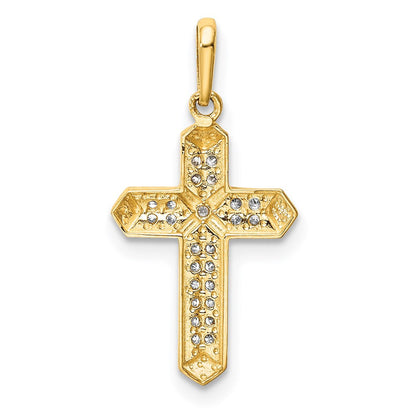 14k Yellow Gold Cross CZ Pendant