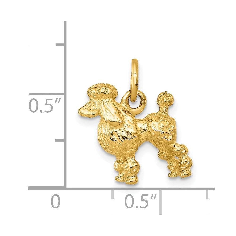 14k Yellow Gold Solid 3-D Poodle Charm Pendant