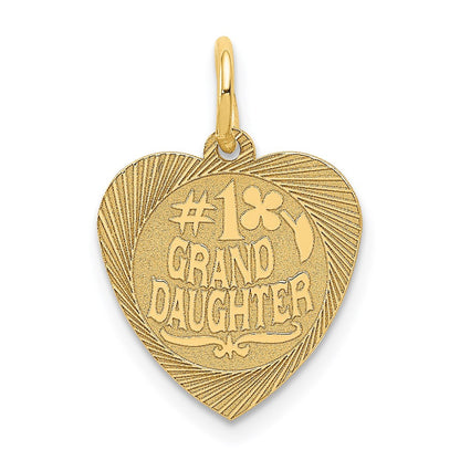 14k Yellow Gold #1 GRANDDAUGHTER Charm Pendant