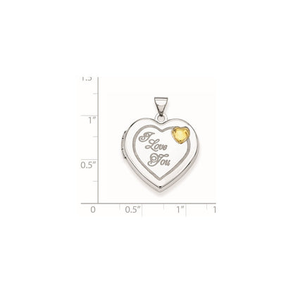 Sterling Silver Rhodium & Gold-plated 21mm I Love You Heart Locket Pendant