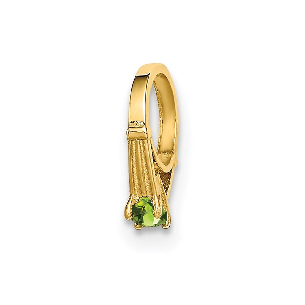 14k Yellow Gold 3D Ring with Light Green Glass Stone Charm Pendant