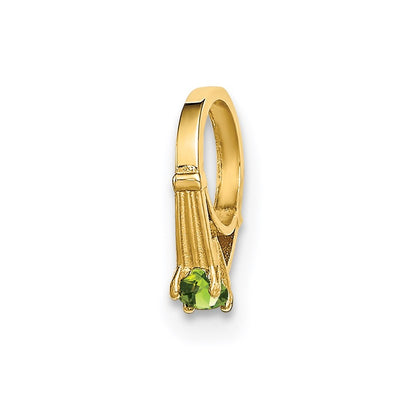 14k Yellow Gold 3D Ring with Light Green Glass Stone Charm Pendant