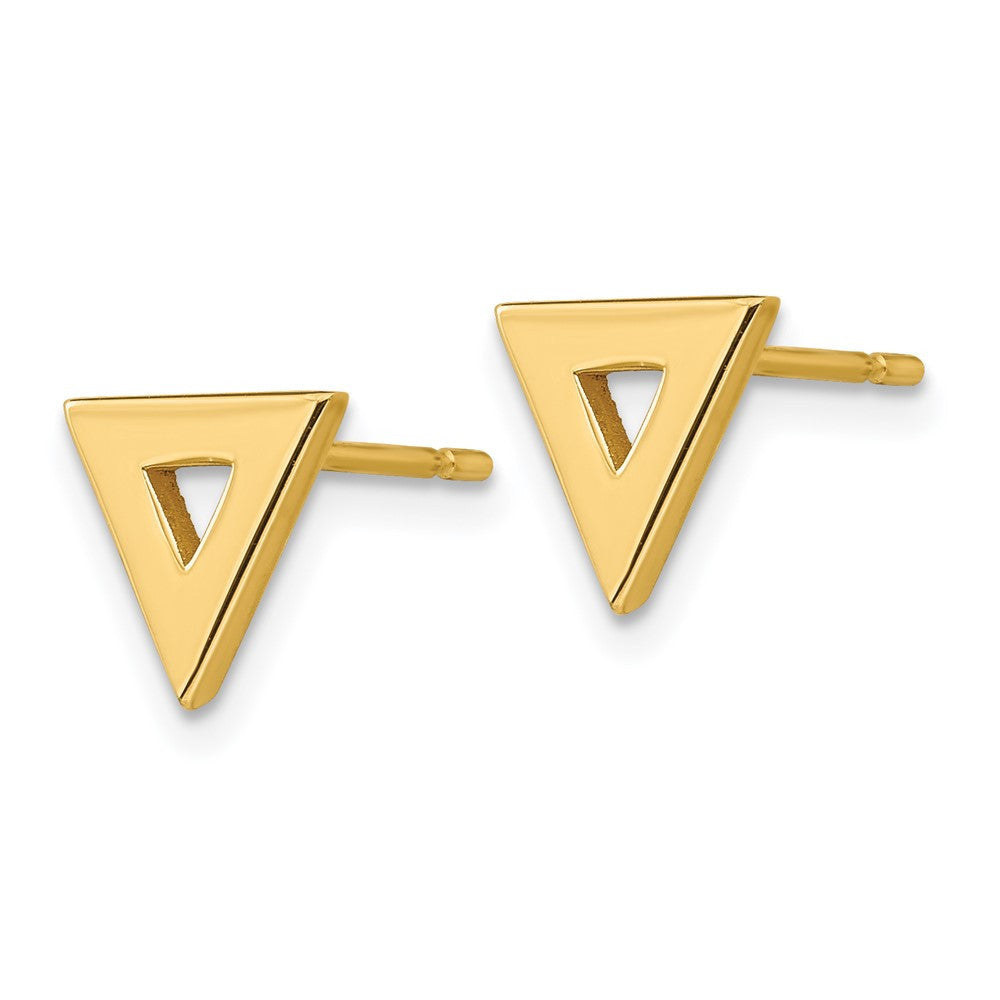 14k Yellow Gold Open Triangle Stud Earrings