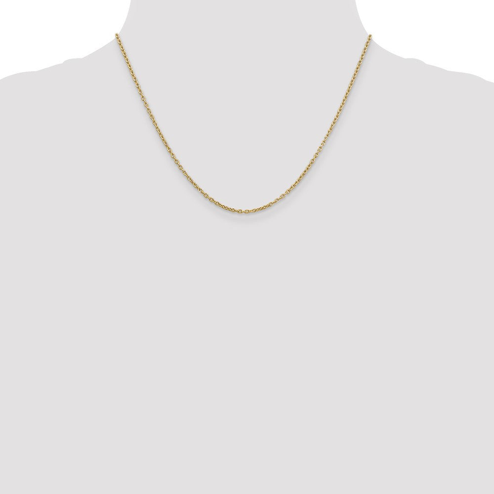 14k Yellow Gold 2mm Round Open Link Cable Chain Necklace 18"