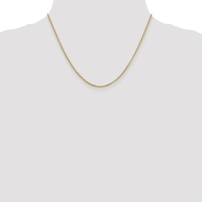 14k Yellow Gold 2mm Round Open Link Cable Chain Necklace 18"