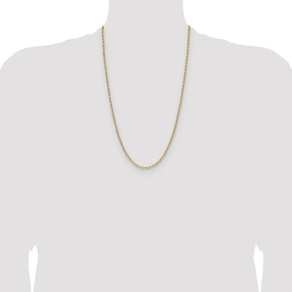 14k Yellow Gold 3.0mm Semi-Solid Beveled Paperclip Chain Necklace 26"