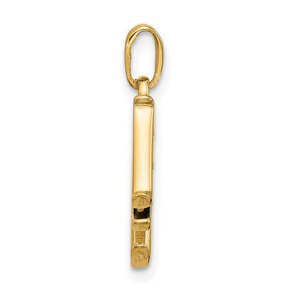 14k Yellow Gold with Rhodium Diamond Letter M Initial Pendant