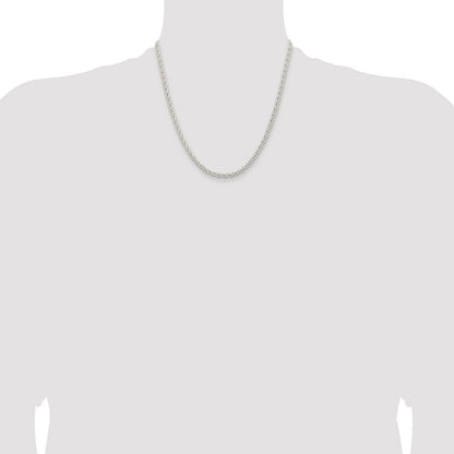 Sterling Silver Rhodium-plated 3.7mm Round Spiga Chain Necklace 20"
