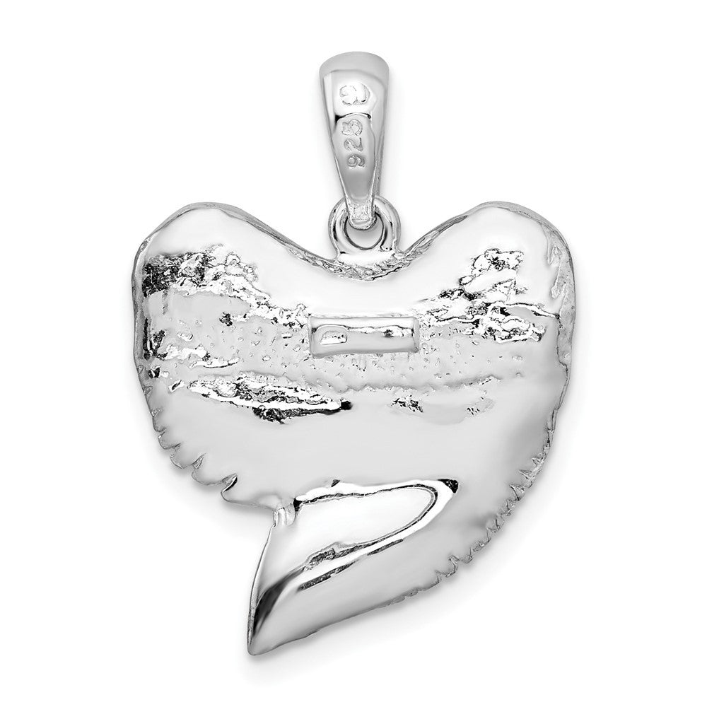 Sterling Silver Rhodium-Plated Polished and Textured Shark Tooth Pendant