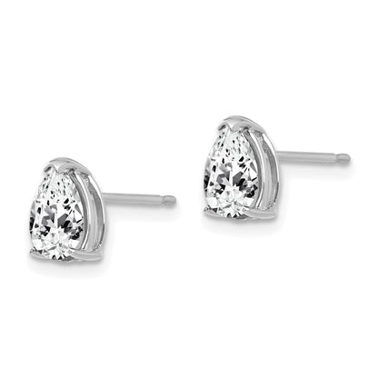 14k White Gold 7x5mm Pear Cubic Zirconia Stud Earrings