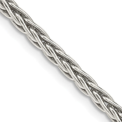 Sterling Silver Antiqued 3.25mm Solid Square Spiga Chain Necklace 30"