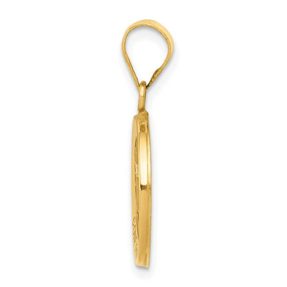 14k Yellow Gold Polished and Satin Confirmation Medal Hollow Pendant