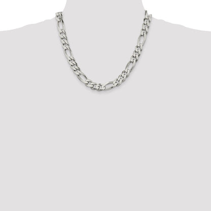 Sterling Silver 10.75mm Figaro Chain Necklace 20"
