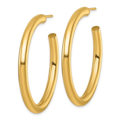 14k Yellow Gold Polished 4.0 x 45mm Tube C-Hoop Earrings