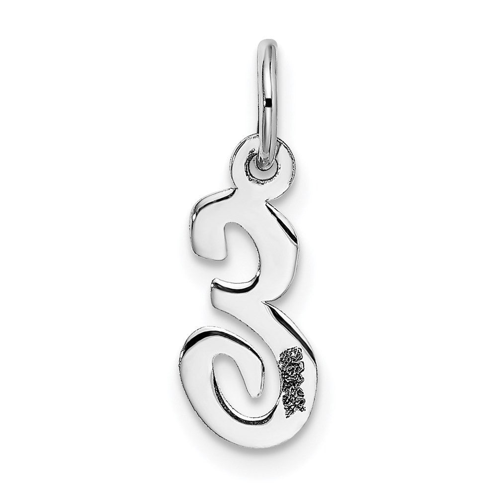 14k White Gold Small Script Letter E Initial Charm Pendant