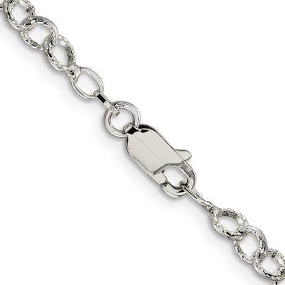 Sterling Silver 4.55mm Fancy Patterned Rolo Chain Necklace 24"