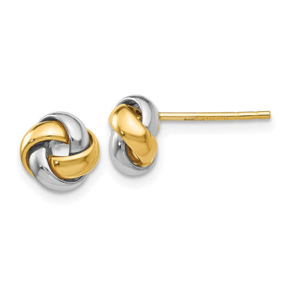 14k Two-tone Knot Stud Earrings