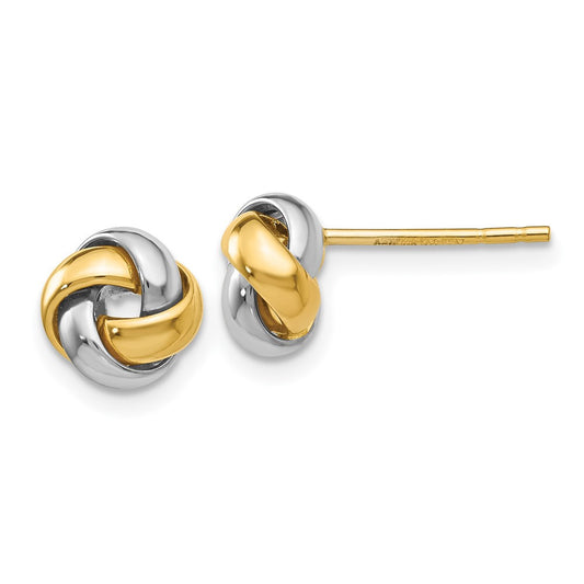 14k Two-tone Knot Stud Earrings