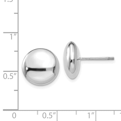 14k White Polished 12mm Button Stud Earrings