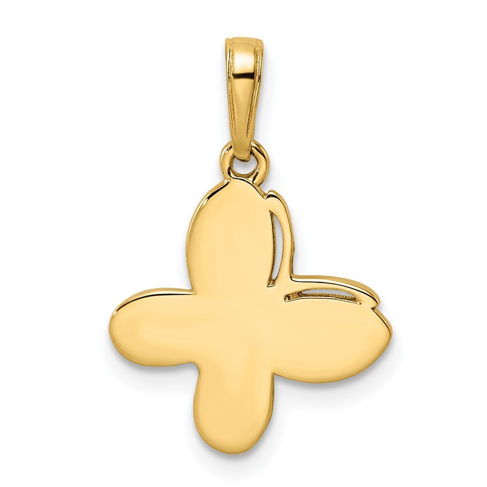 14k Yellow Gold and White Rhodium Diamond-cut Fancy Butterfly Pendant