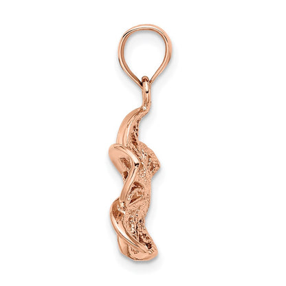 14k Rose Gold Beaded and Polished Plumeria Flower Charm Pendant