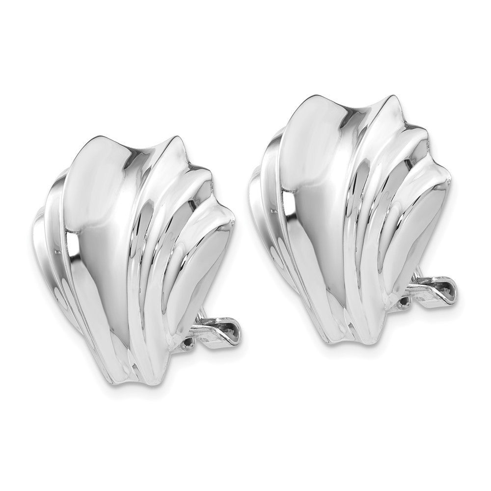 14k White Gold Polished Fancy Omega Back Stud Earrings