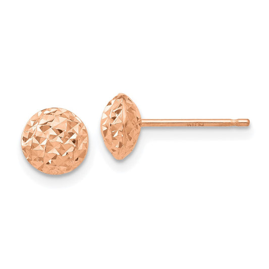 14K Rose Gold 6mm Circle Puff Stud Earrings