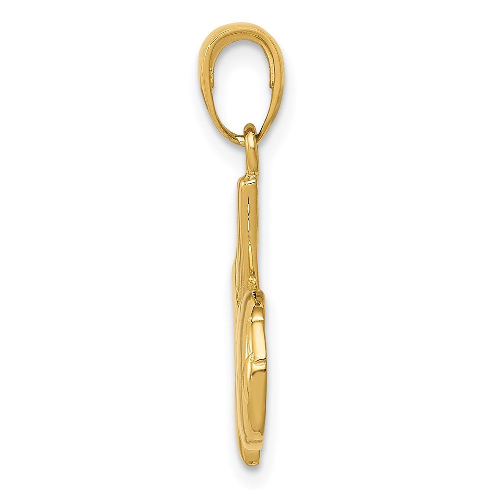 14k Yellow Gold Solid Open-Backed Soccer Shoe and Ball Pendant