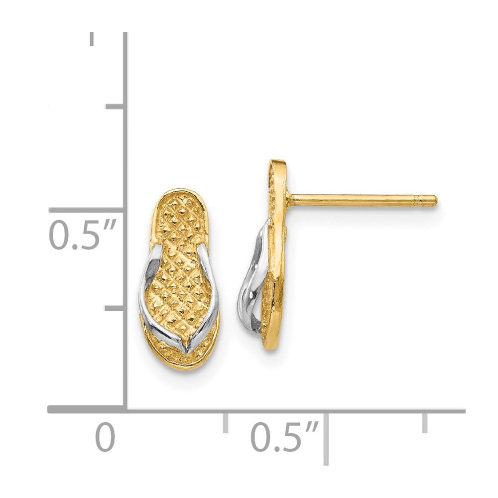 14k Yellow Gold and Rhodium Flip Flop Drop & Dangle Earrings