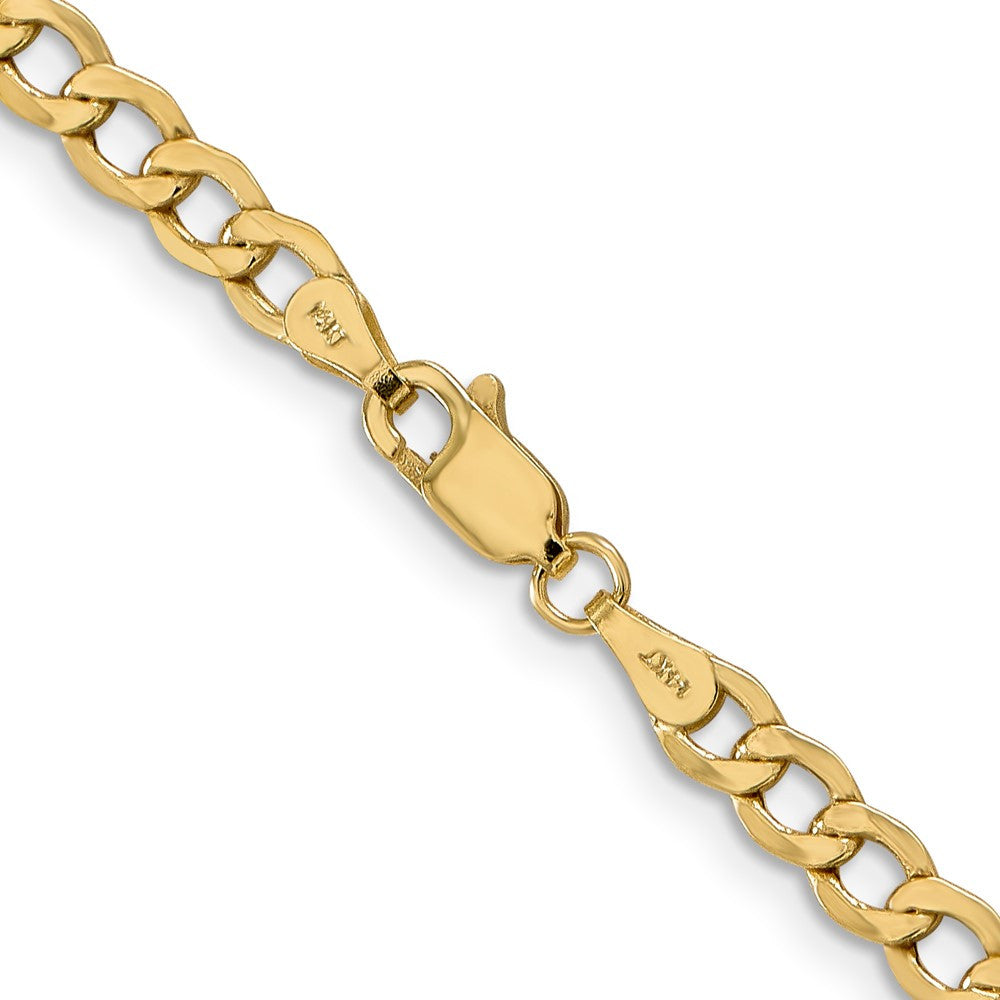 14k Yellow Gold 4.3mm Semi-Solid Curb with Lobster Clasp Chain Necklace 18"
