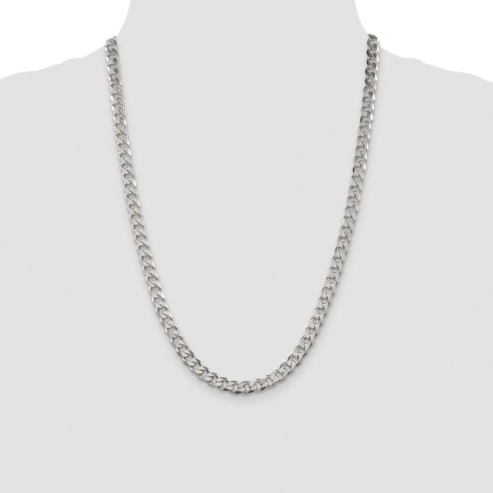 Sterling Silver Rhodium-plated 7mm Pav� Curb Chain Necklace 24"