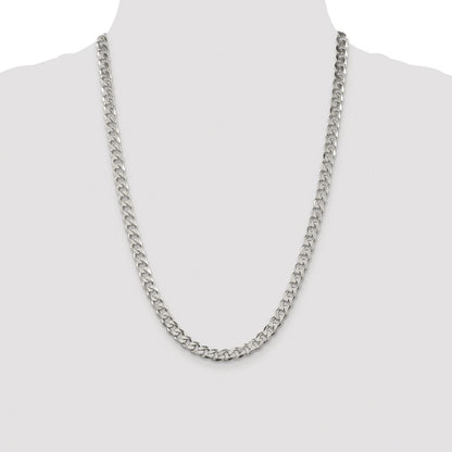 Sterling Silver Rhodium-plated 7mm Pav� Curb Chain Necklace 24"