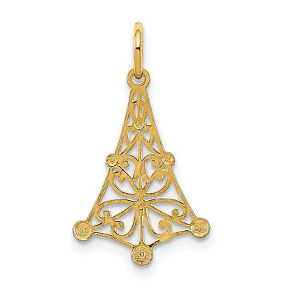 14k Yellow Gold Rhodium Diamond-Cut Chandellier Charm Pendant