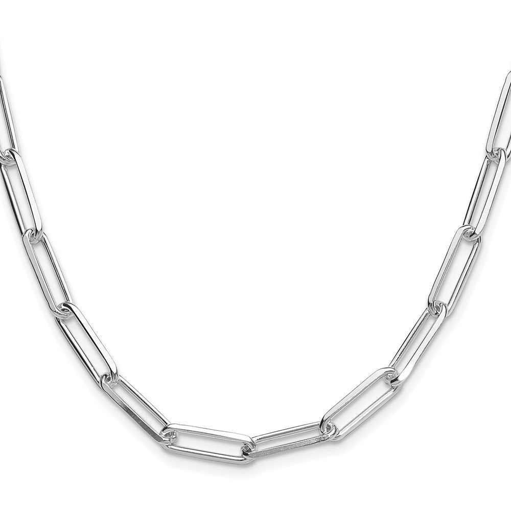 Sterling Silver Rhodium-plated 5.5mm Diamond-Cut Paperclip Chain Necklace 24"