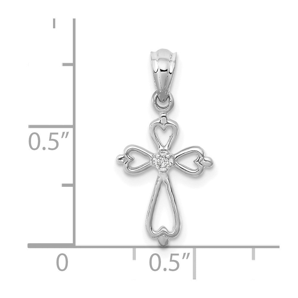 14k White Gold Diamond Accented Cross Pendant
