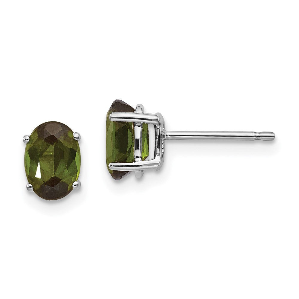 14k White Gold Green Tourmaline Stud Earrings