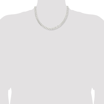 Sterling Silver 7.5mm Curb Chain Necklace 18"