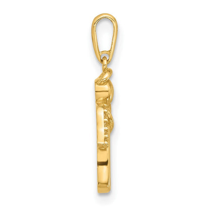 14k Yellow Gold Polished CZ Angel Pendant
