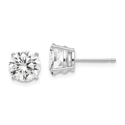 14k White Gold 7mm Cubic Zirconia Stud Earrings