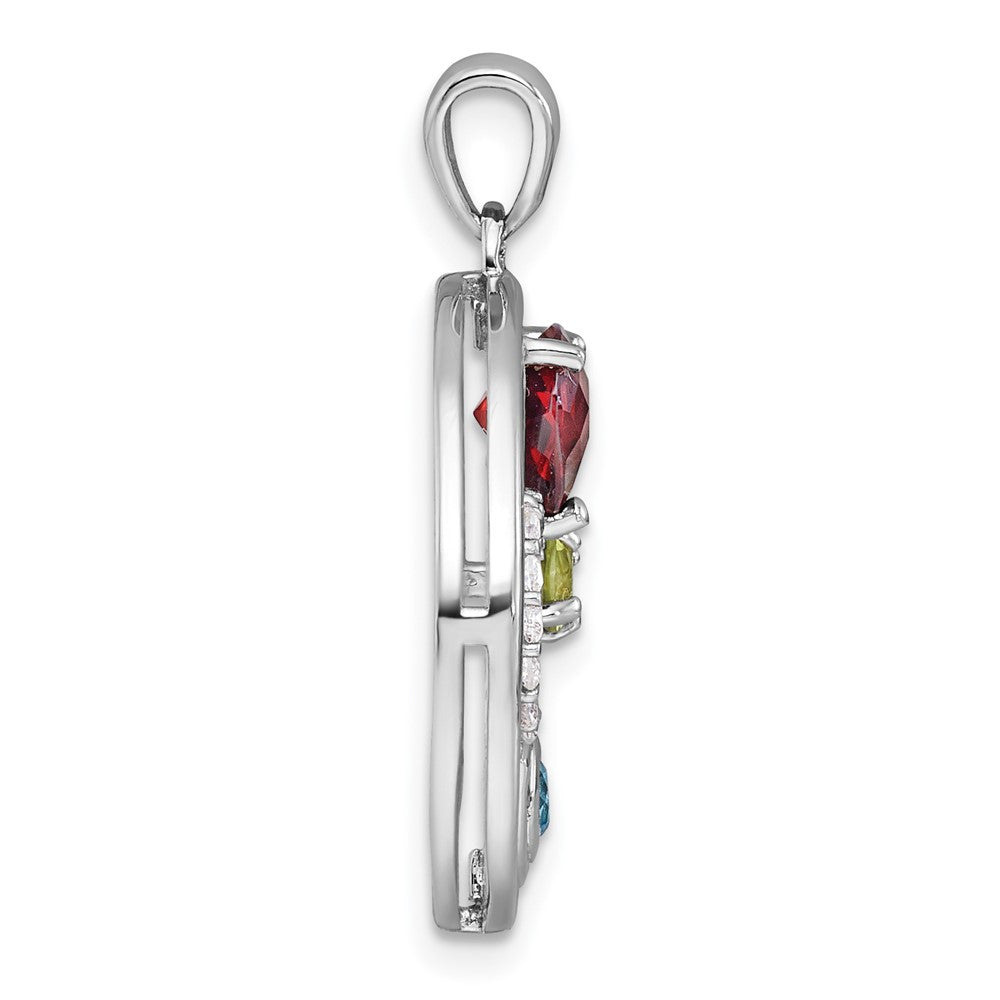 Sterling Silver Rhodium-plated Polished Gemstone Good Luck Pendant